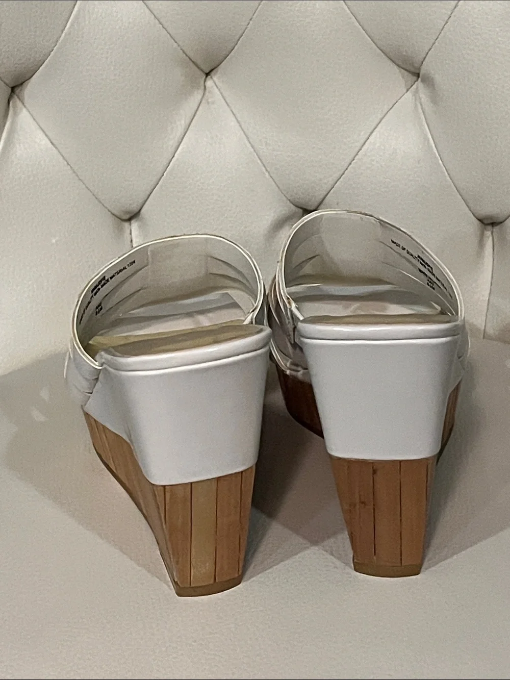 New Nine West White Multi-Strap Platform Wedge Slides